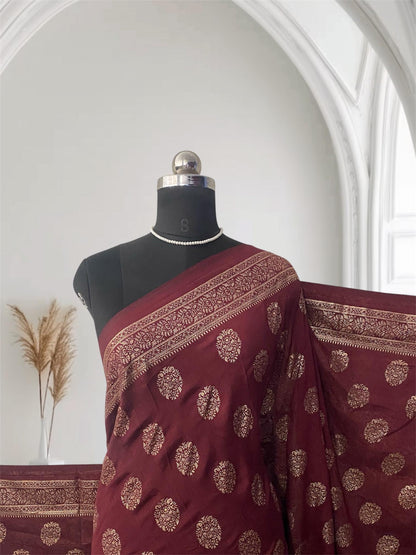 Vaigha Vichitra Jalar Kashmiri Silk Maroon Dress Code