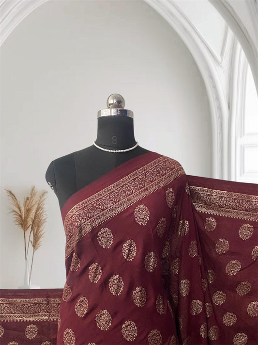 Vaigha Vichitra Jalar Kashmiri Silk Maroon Dress Code