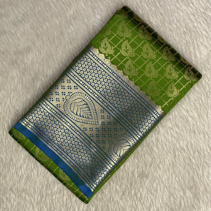 Wedding Silk Green and Blue Combination Saree