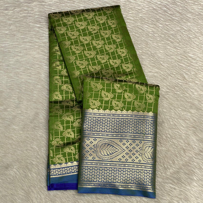 Wedding Silk Green and Blue Combination Saree