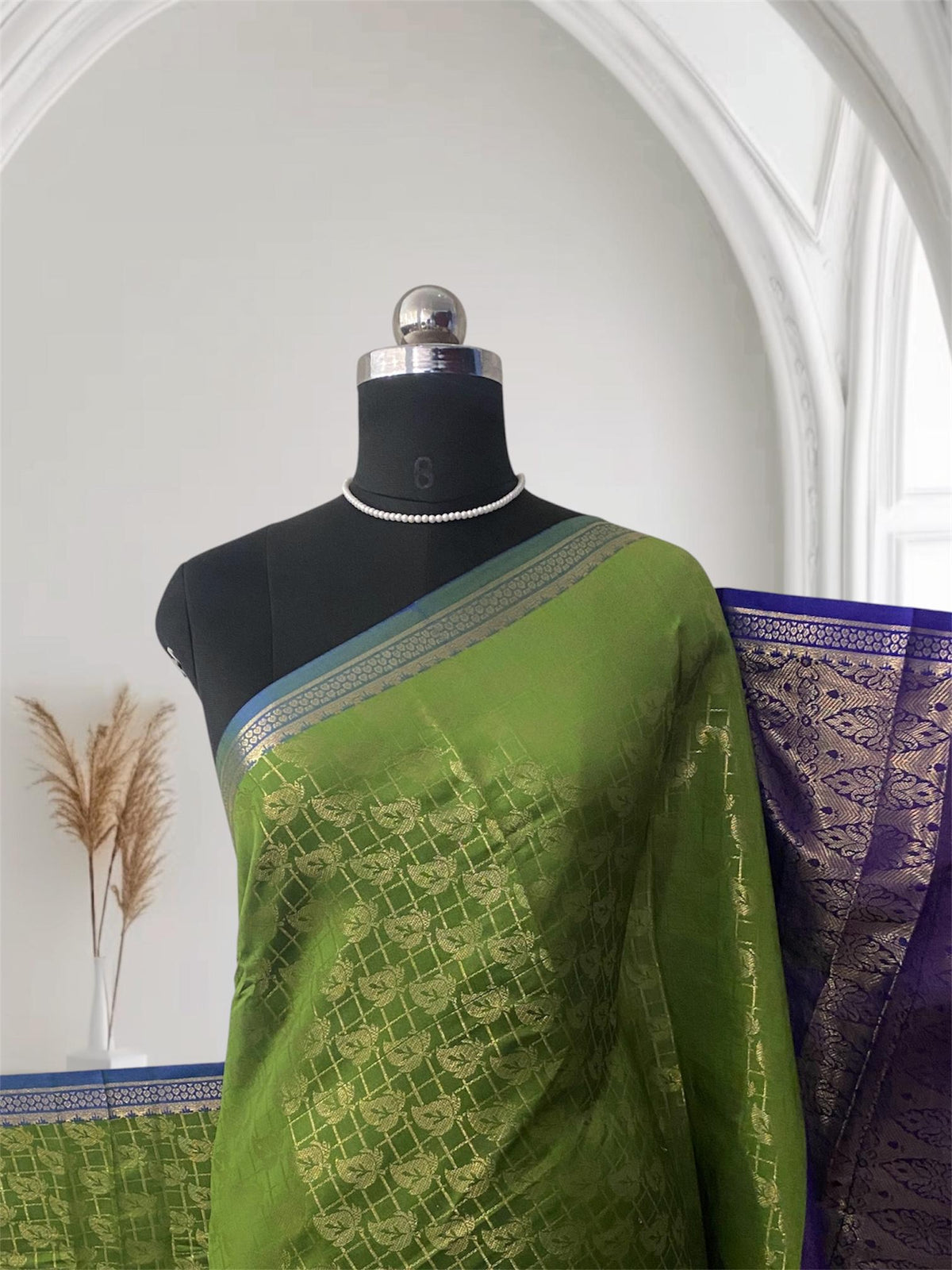 Wedding Silk Green and Blue Combination Saree