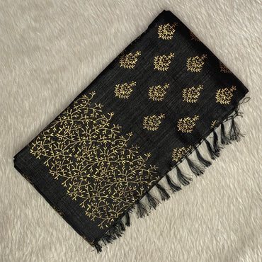 Kashmiri Silk Black and Gold Combination Saree