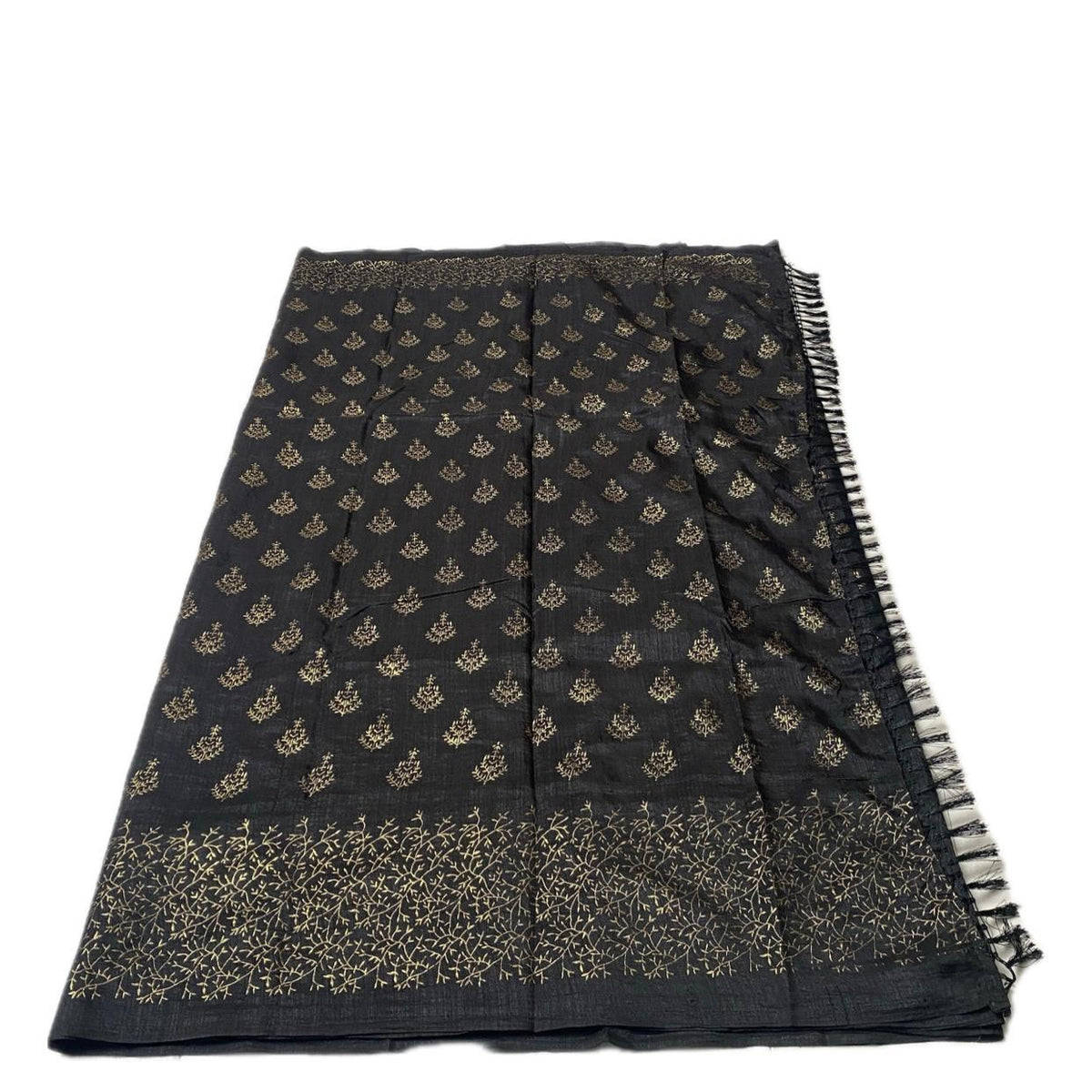 Kashmiri Silk Black and Gold Combination Saree
