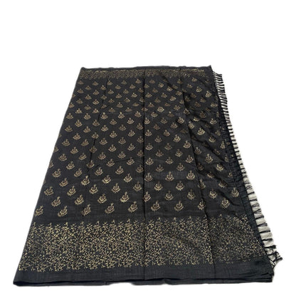 Kashmiri Silk Black and Gold Combination Saree