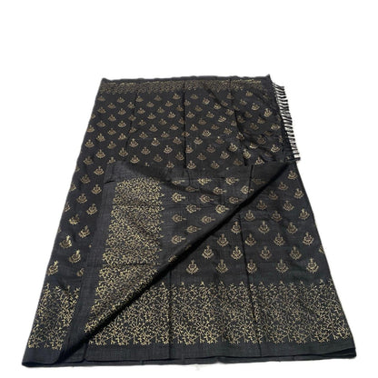 Kashmiri Silk Black and Gold Combination Saree