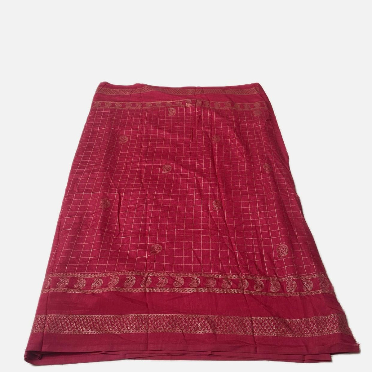 Veda Kashmiri Silk Big Checks Saree with Double Line Border Pink