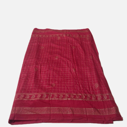 Veda Kashmiri Silk Big Checks Saree with Double Line Border Pink