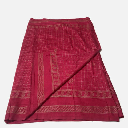 Veda Kashmiri Silk Big Checks Saree with Double Line Border Pink