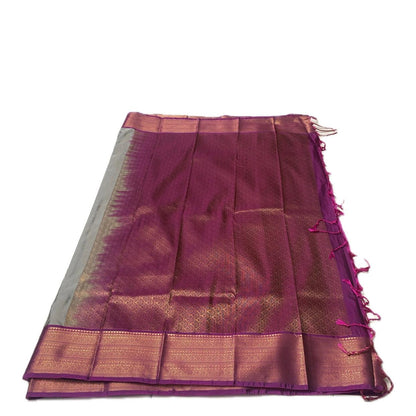 Reshmika Grey Soft Silk Saree with Dark Pink Border