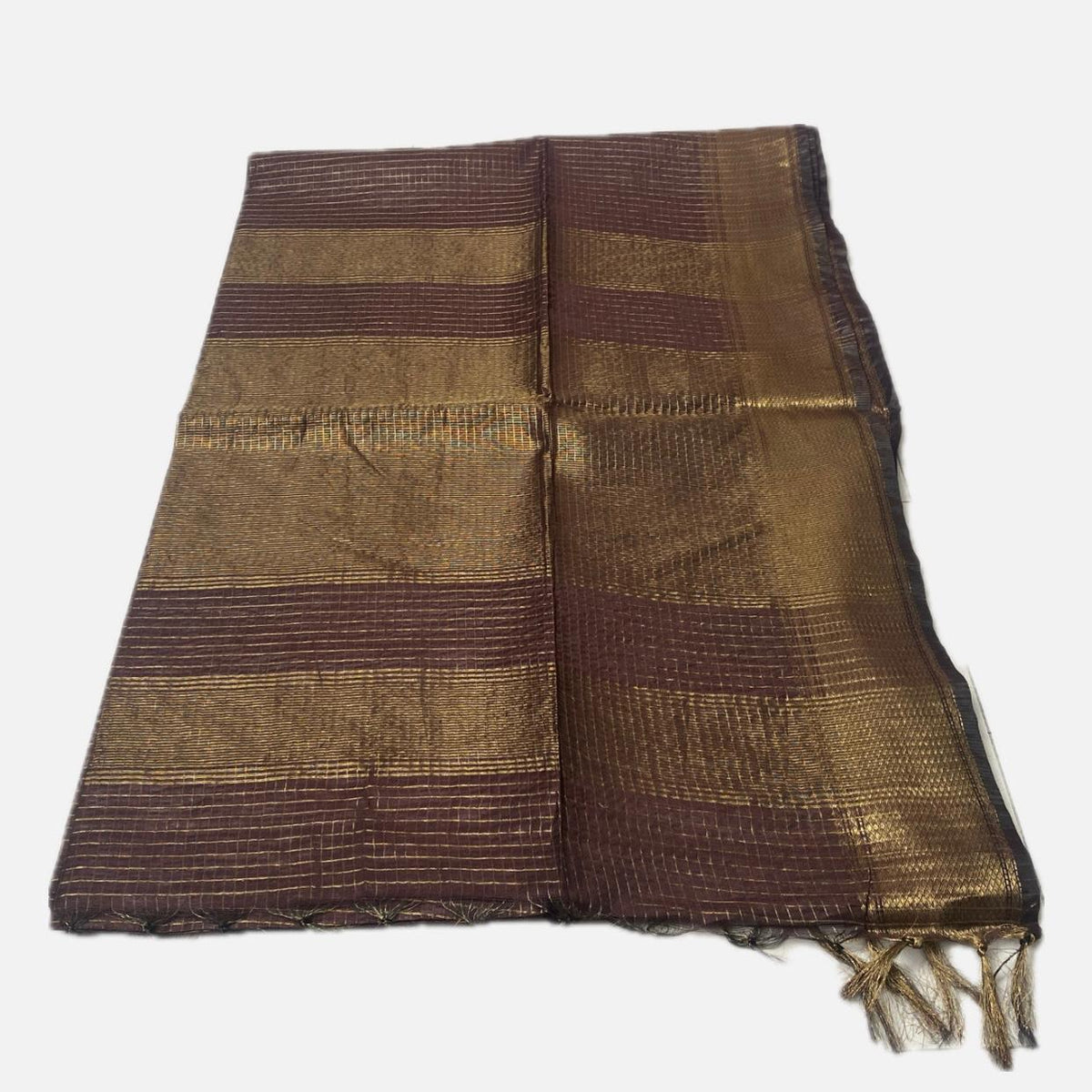 Kumari Matka Silk Checks Saree in Brown