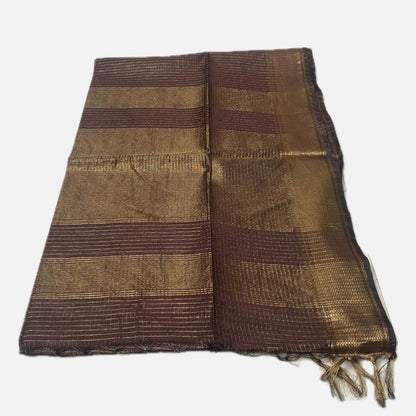 Kumari Matka Silk Checks Saree in Brown