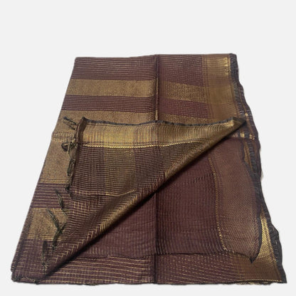 Kumari Matka Silk Checks Saree in Brown