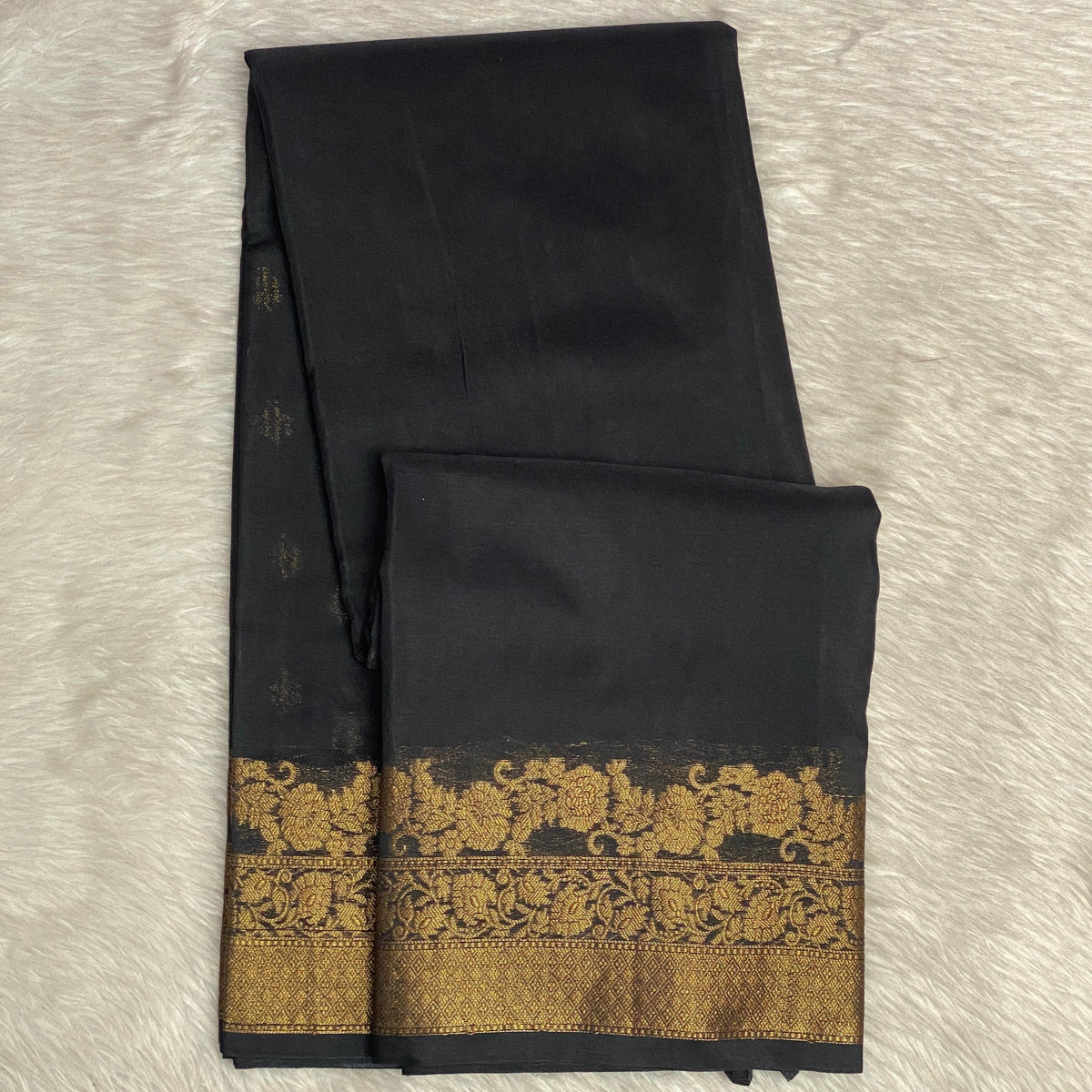 Devasena Black with Floral Border
