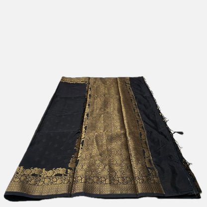 Devasena Black with Floral Border