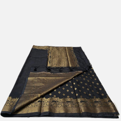 Devasena Black with Floral Border