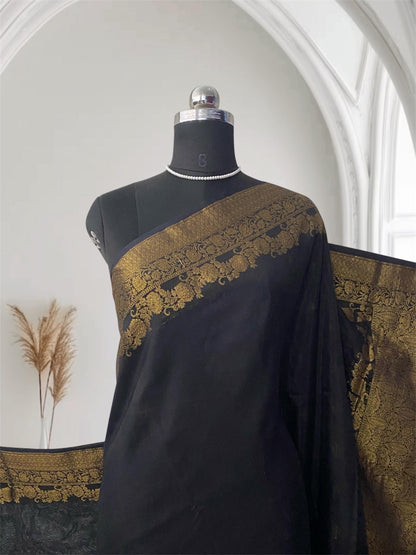 Devasena Black with Floral Border