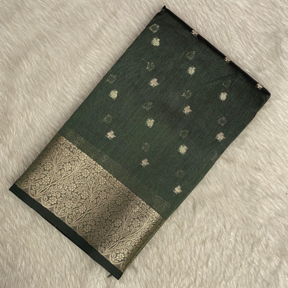 Deep Green & Gold Zari Tissue Silk Saree
