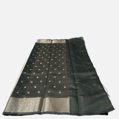 Deep Green & Gold Zari Tissue Silk Saree