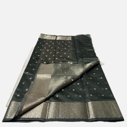 Deep Green & Gold Zari Tissue Silk Saree