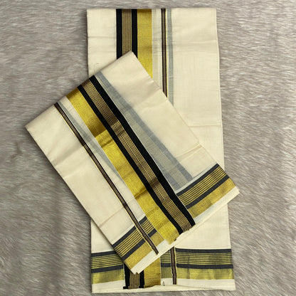 Kerala Cotton Set mund with Black Border