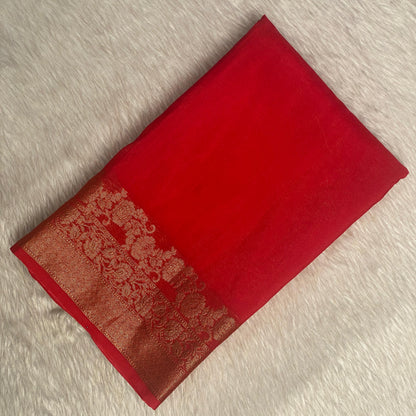 Devasena Red with Floral Border