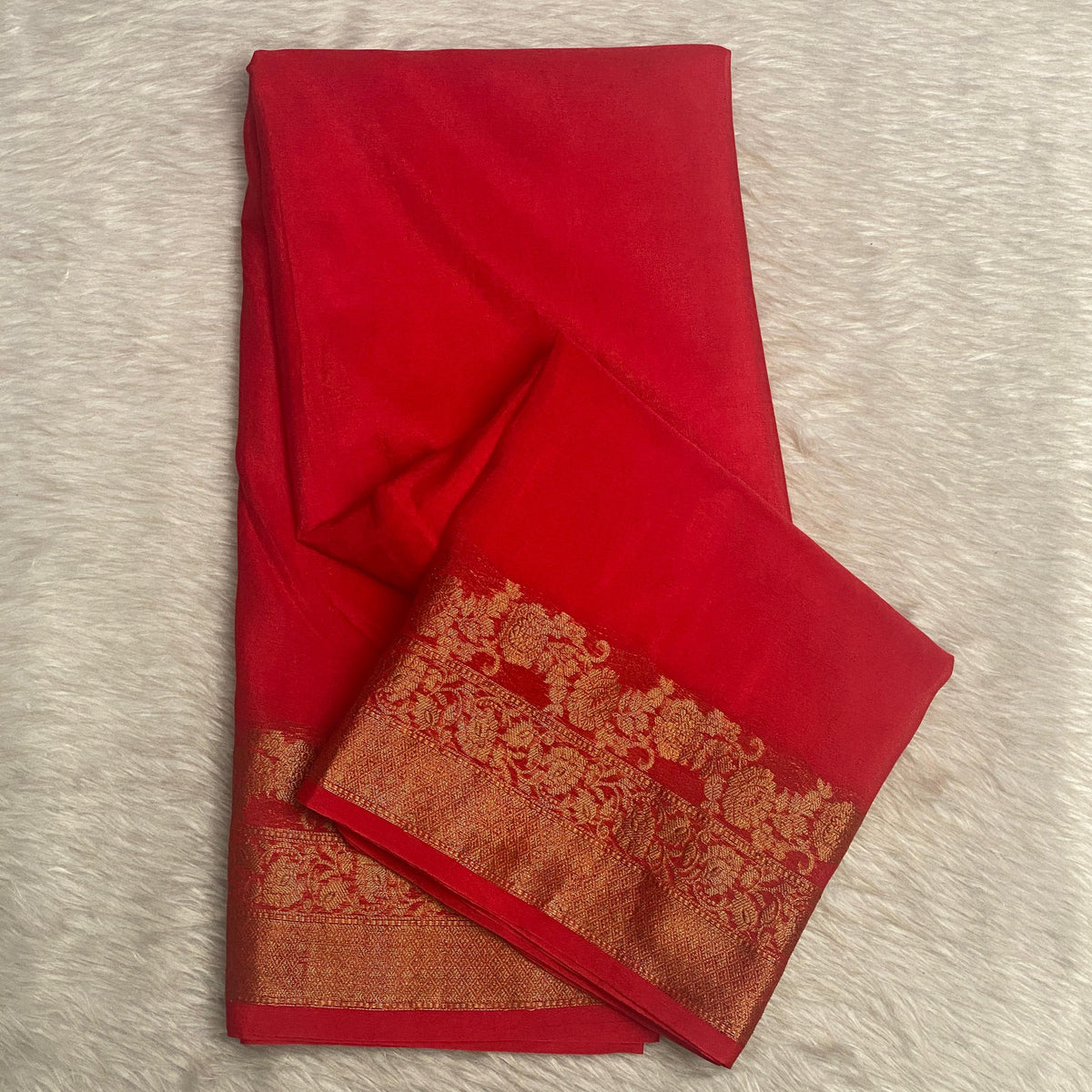 Devasena Red with Floral Border