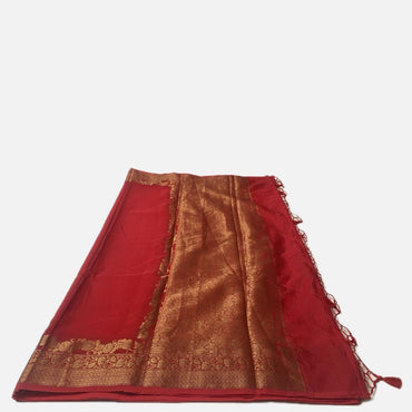 Devasena Red with Floral Border