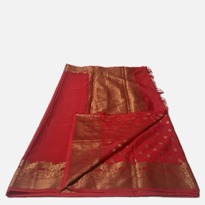 Devasena Red with Floral Border