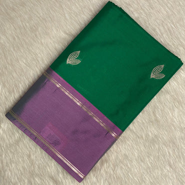 Green Kanchipuram Silk Saree with Pink Border