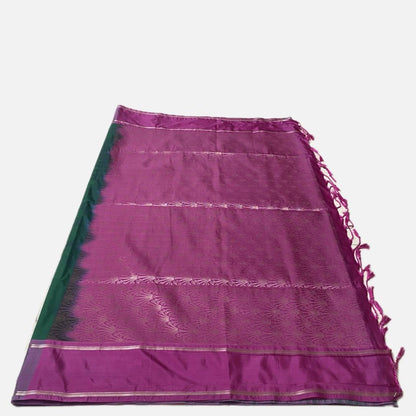 Green Kanchipuram Silk Saree with Pink Border