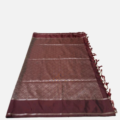 Green Kanchipuram Checks Silk Saree with Maroon Border