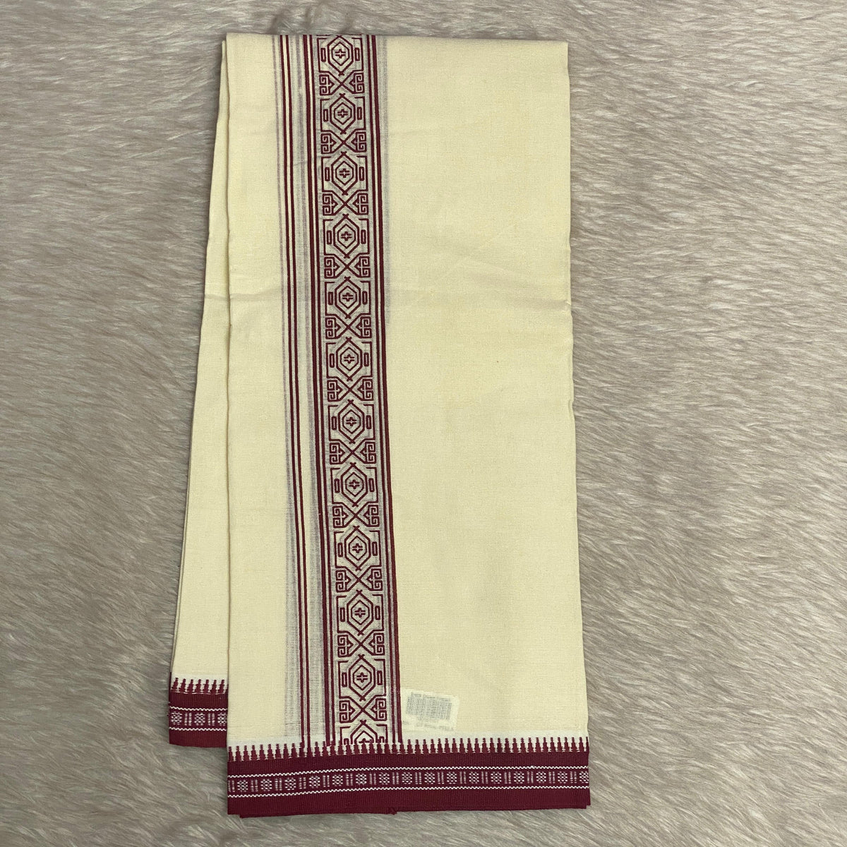 Maroon Floral kara White Dhoti