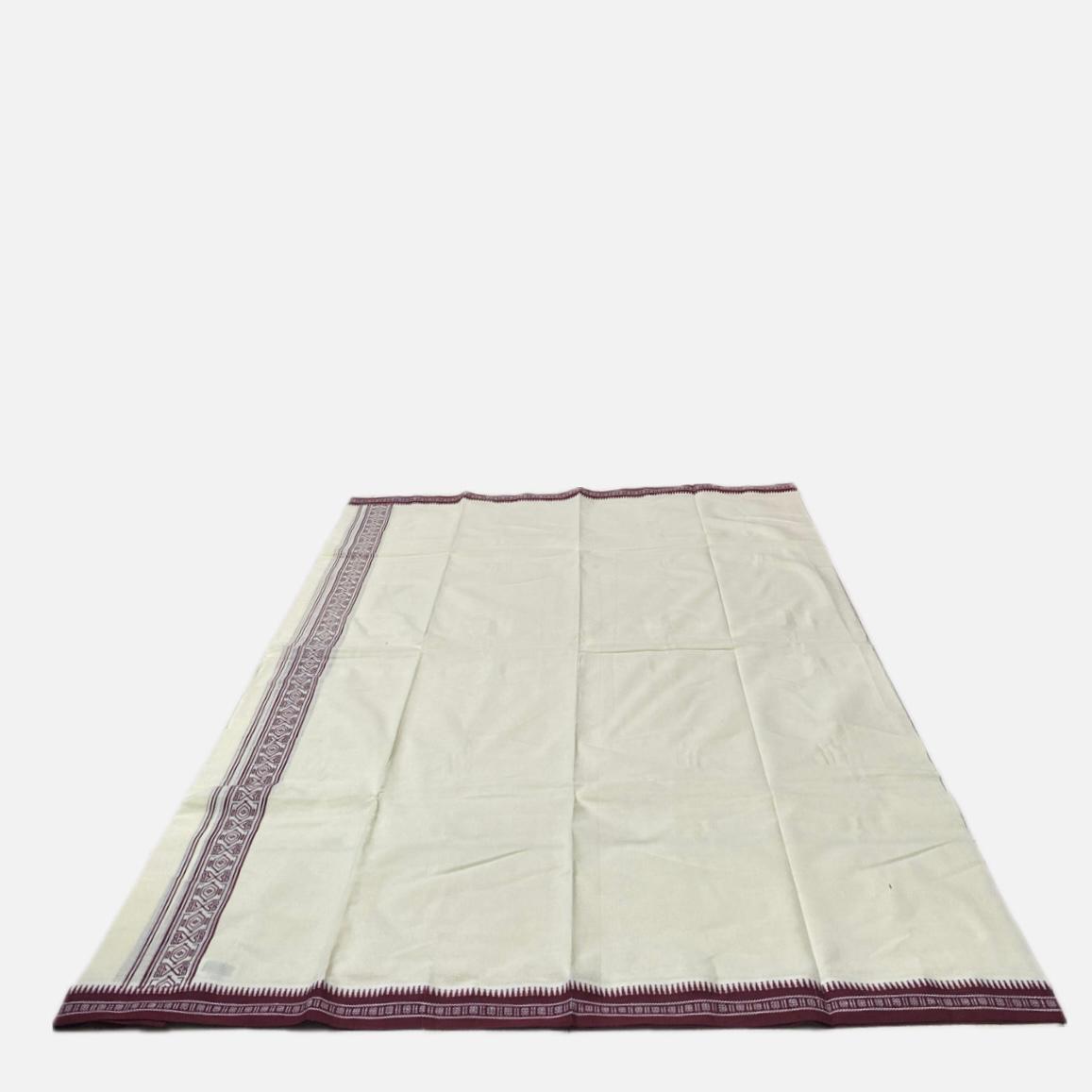 Maroon Floral kara White Dhoti