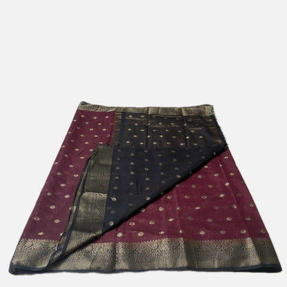 Royal Purple & Gold Zari Woven Semi Jute Saree