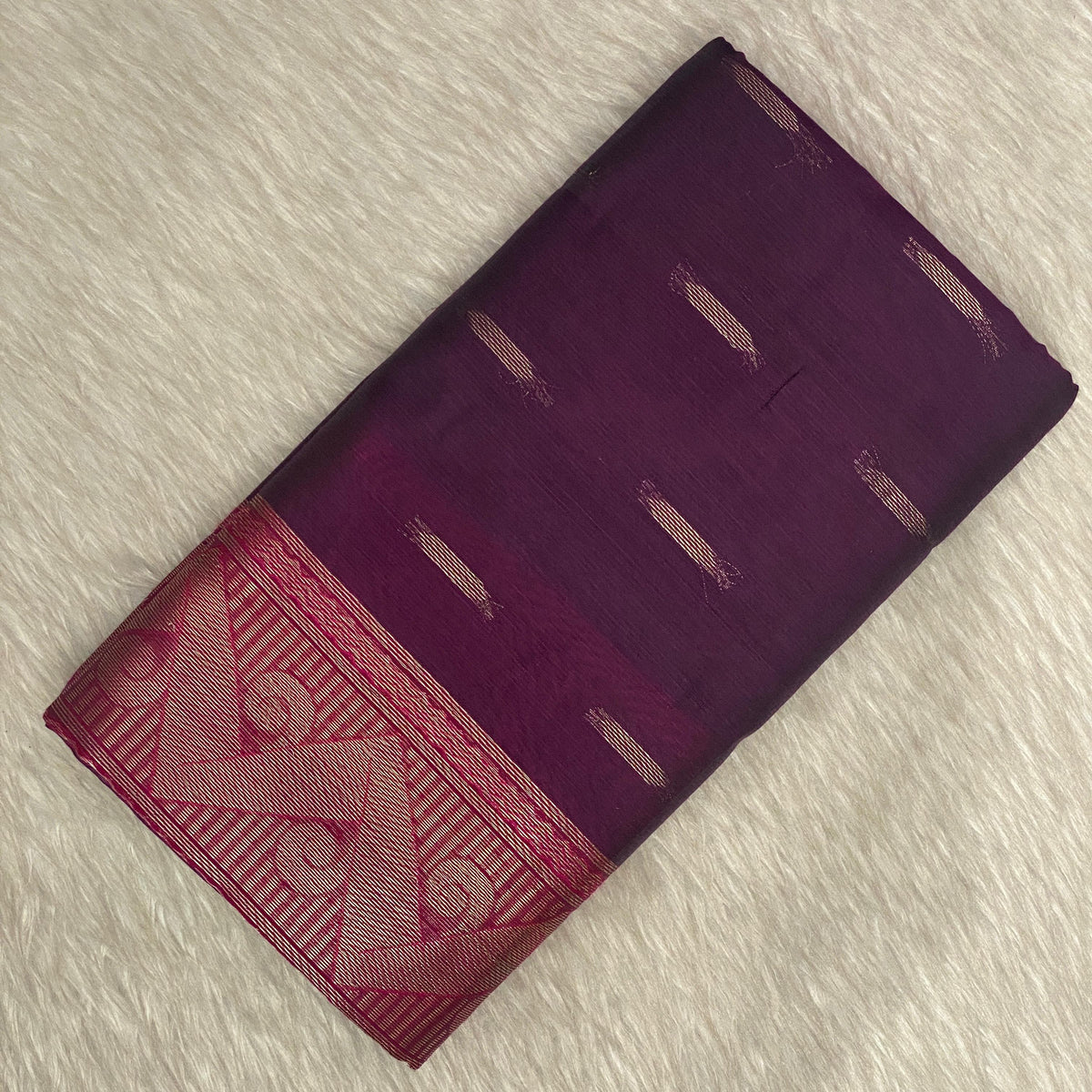 Deep Plum & Pink Zari Woven Cotton Silk Saree