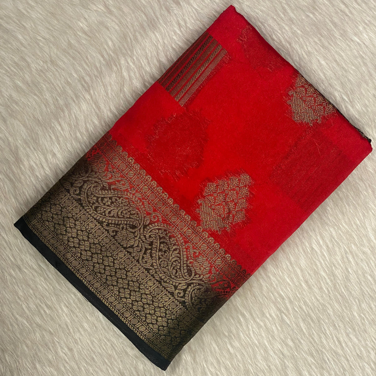 Classic Orange & Antique Gold Zari Banarasi Saree