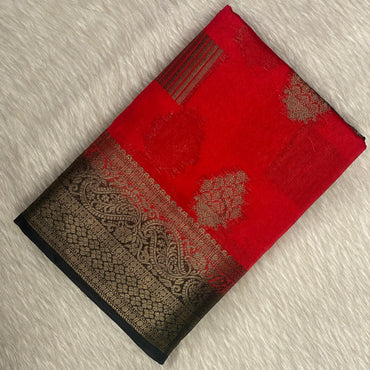 Classic Orange & Antique Gold Zari Banarasi Saree