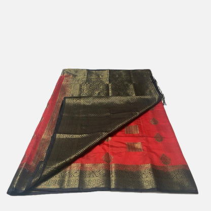 Classic Orange & Antique Gold Zari Banarasi Saree