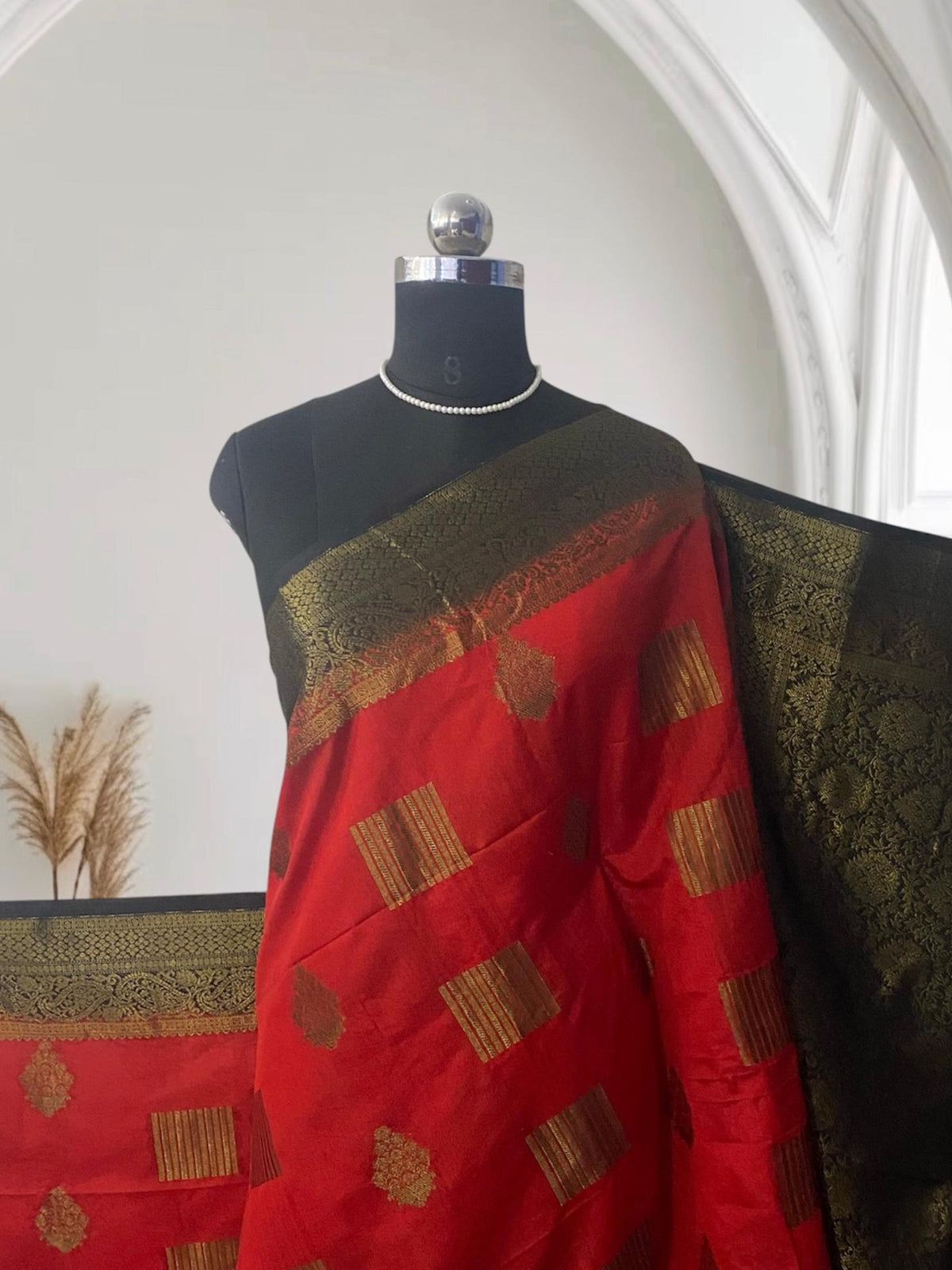 Classic Orange & Antique Gold Zari Banarasi Saree