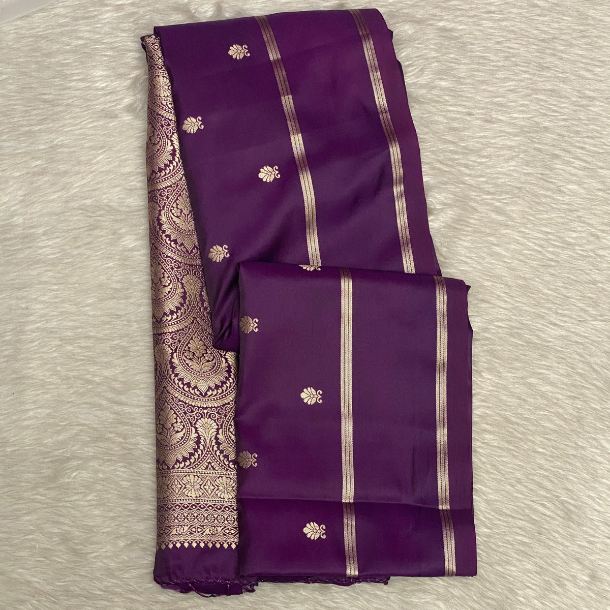Purple Saree with Golden Zari Woven Silk Wedding Collection