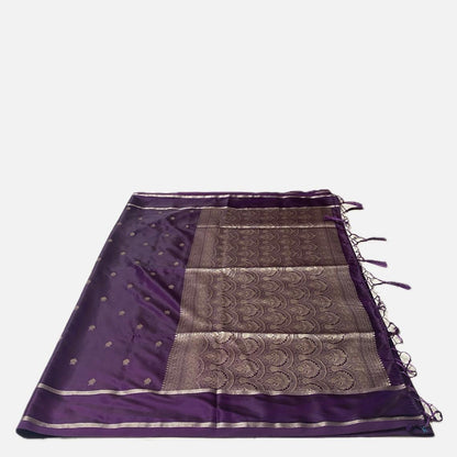 Purple Saree with Golden Zari Woven Silk Wedding Collection