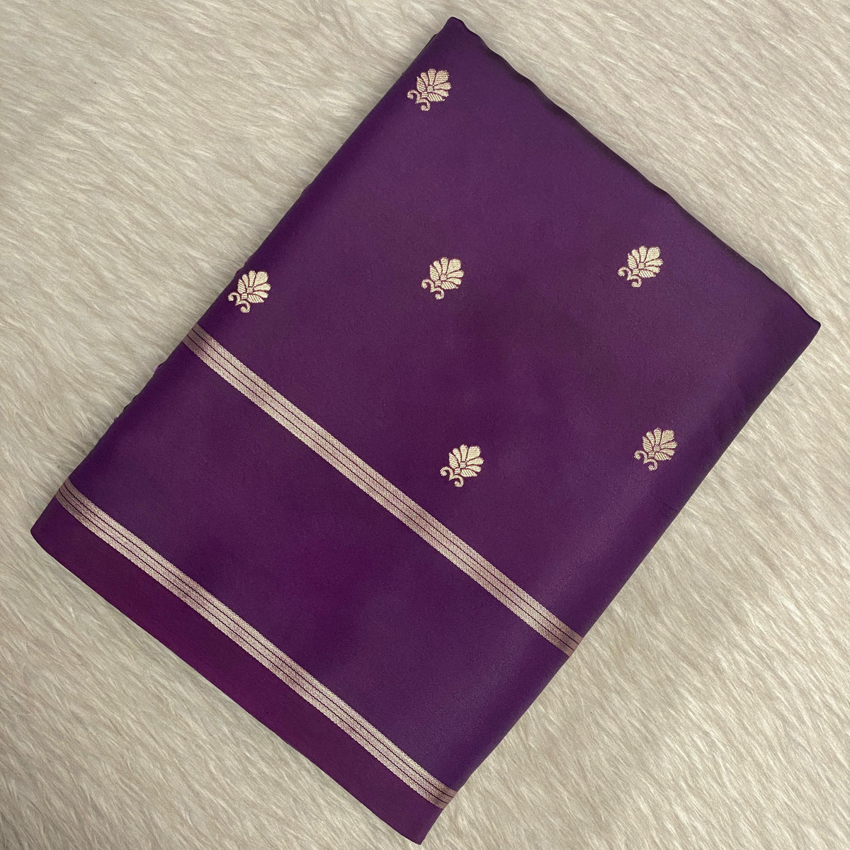 Purple Saree with Golden Zari Woven Silk Wedding Collection