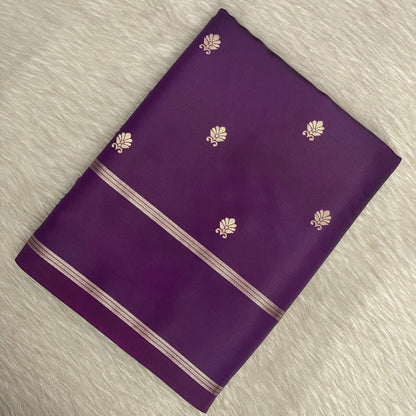 Purple Saree with Golden Zari Woven Silk Wedding Collection