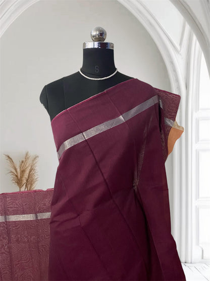 Cotton Saree in Maroon