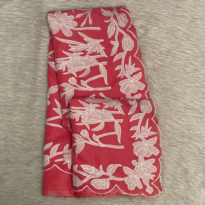 Chanderi Cotton Peach Fancy Saree