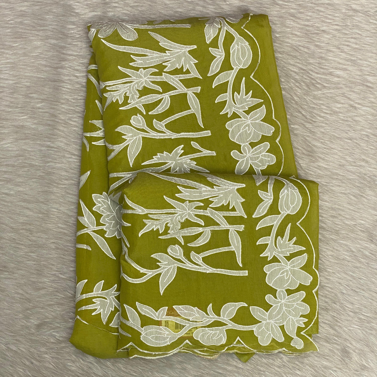 Chanderi Cotton Fancy Saree Olive Green