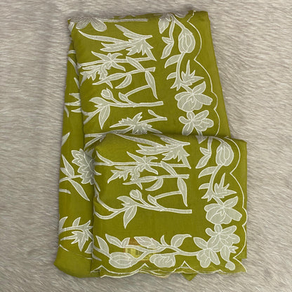 Chanderi Cotton Fancy Saree Olive Green