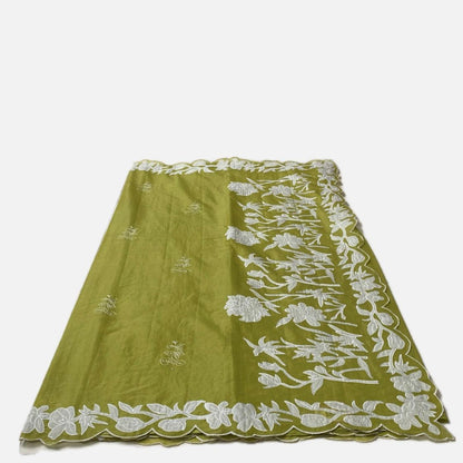 Chanderi Cotton Fancy Saree Olive Green