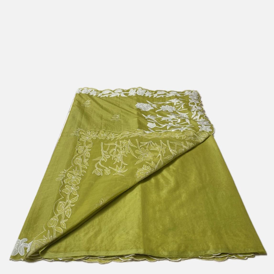 Chanderi Cotton Fancy Saree Olive Green