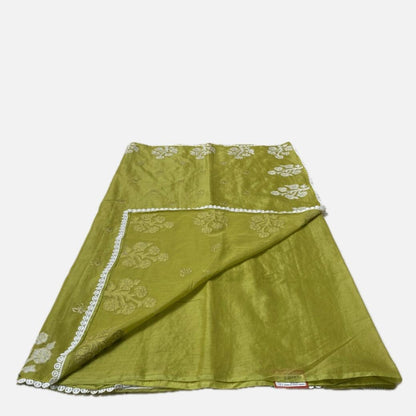 Chanderi Cotton Fancy Saree with Lace  Olive Green